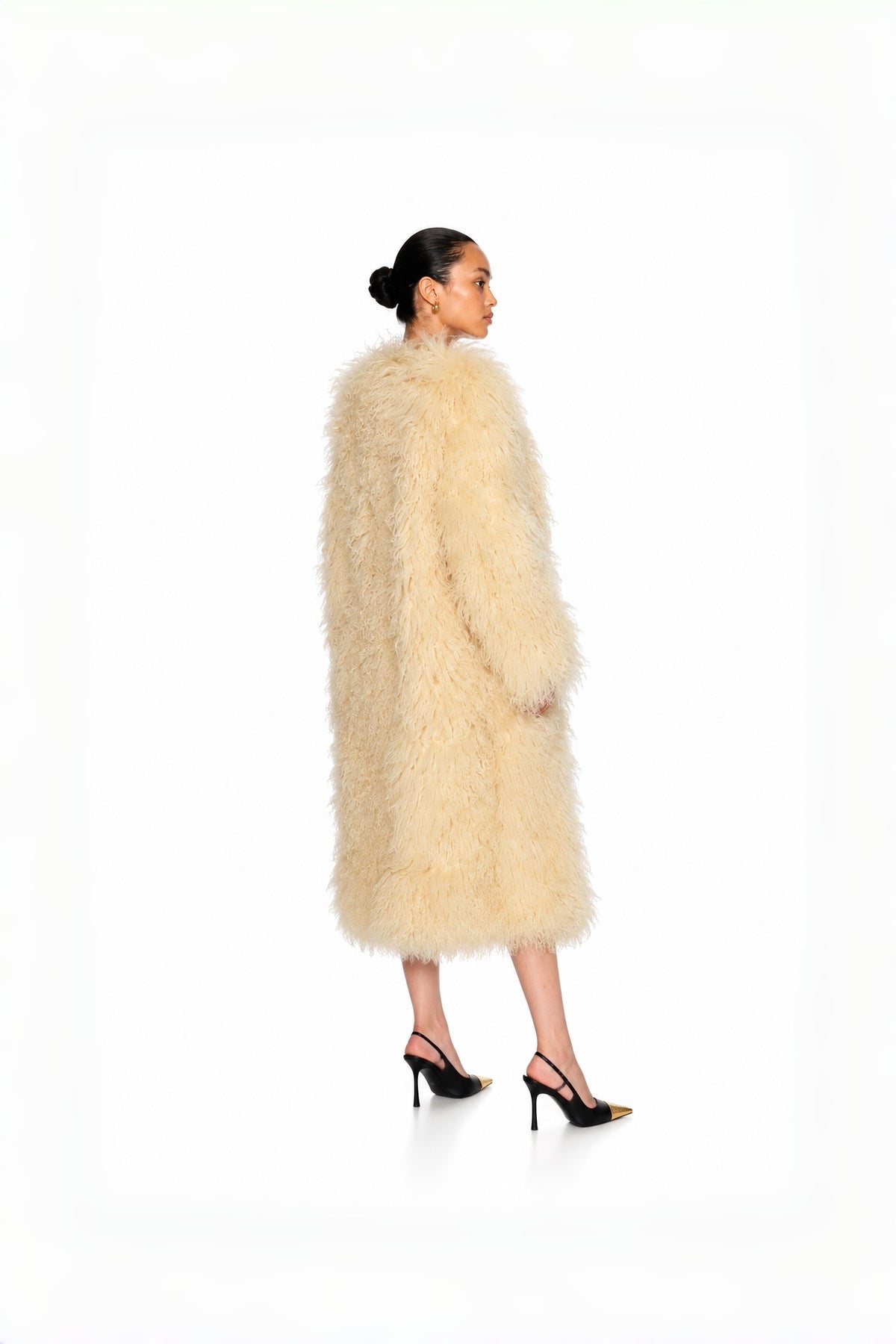 Ivory Maxi Shearling Coat