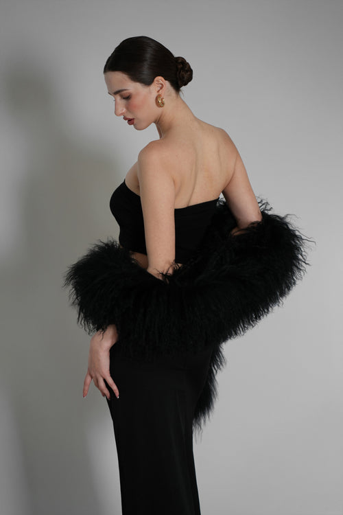 Black Shearling Scarf