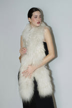 Cream Shearling Scarf