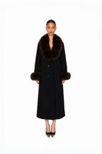 Audrey Fox-Collar Wool Robe
