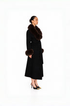 Audrey Fox-Collar Wool Robe
