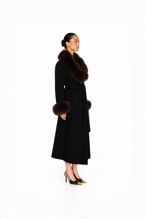 Audrey Fox-Collar Wool Robe