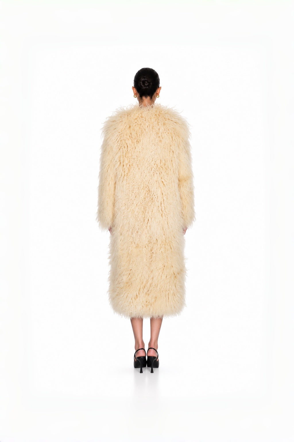 Ivory Maxi Shearling Coat