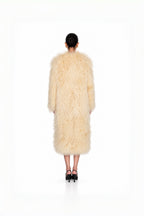 Ivory Maxi Shearling Coat