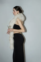 Cream Shearling Scarf