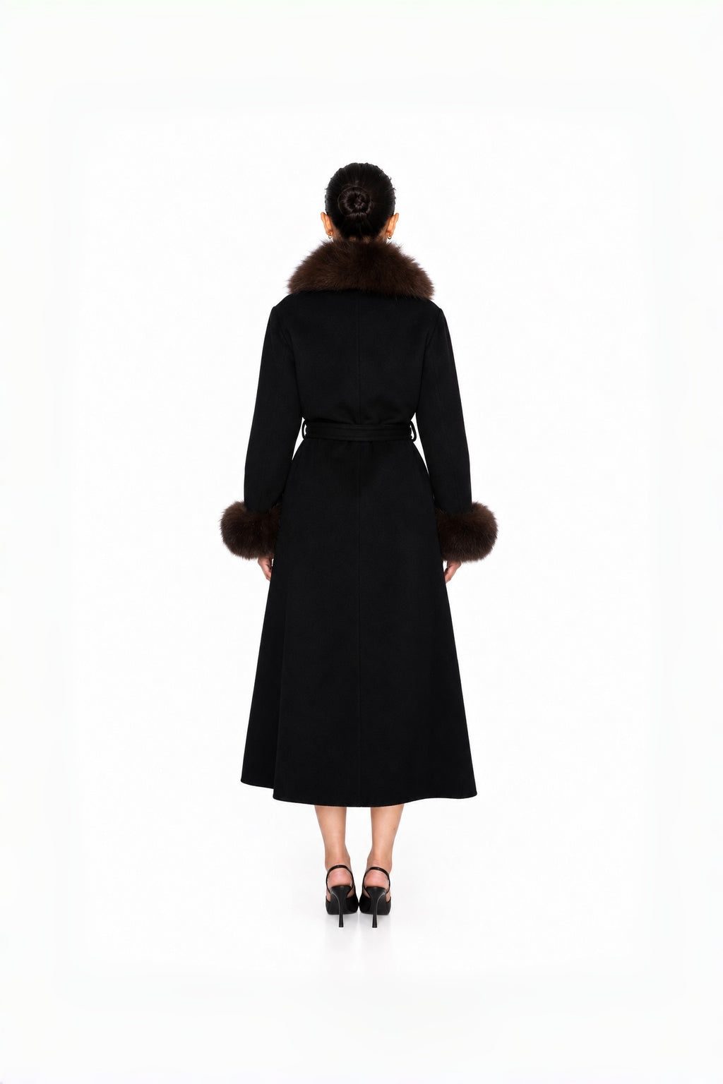Audrey Fox-Collar Wool Robe