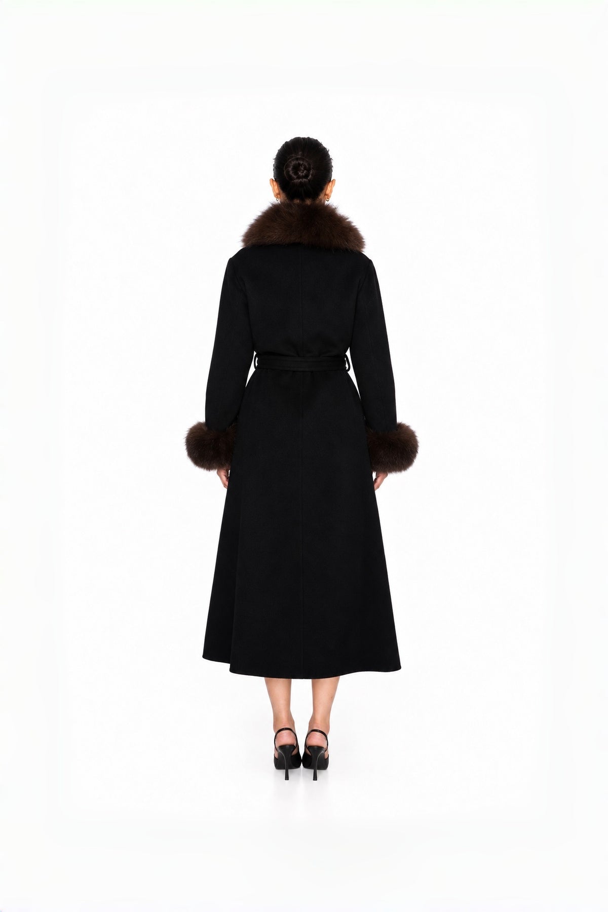Audrey Fox-Collar Wool Robe