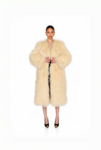 Ivory Maxi Shearling Coat