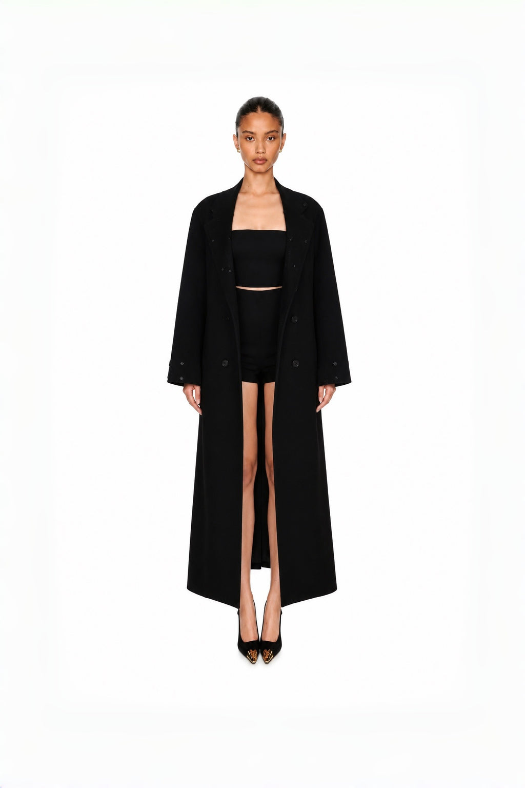 Audrey Fox-Collar Wool Robe