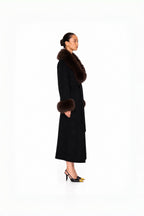 Audrey Fox-Collar Wool Robe