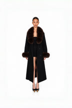 Audrey Fox-Collar Wool Robe