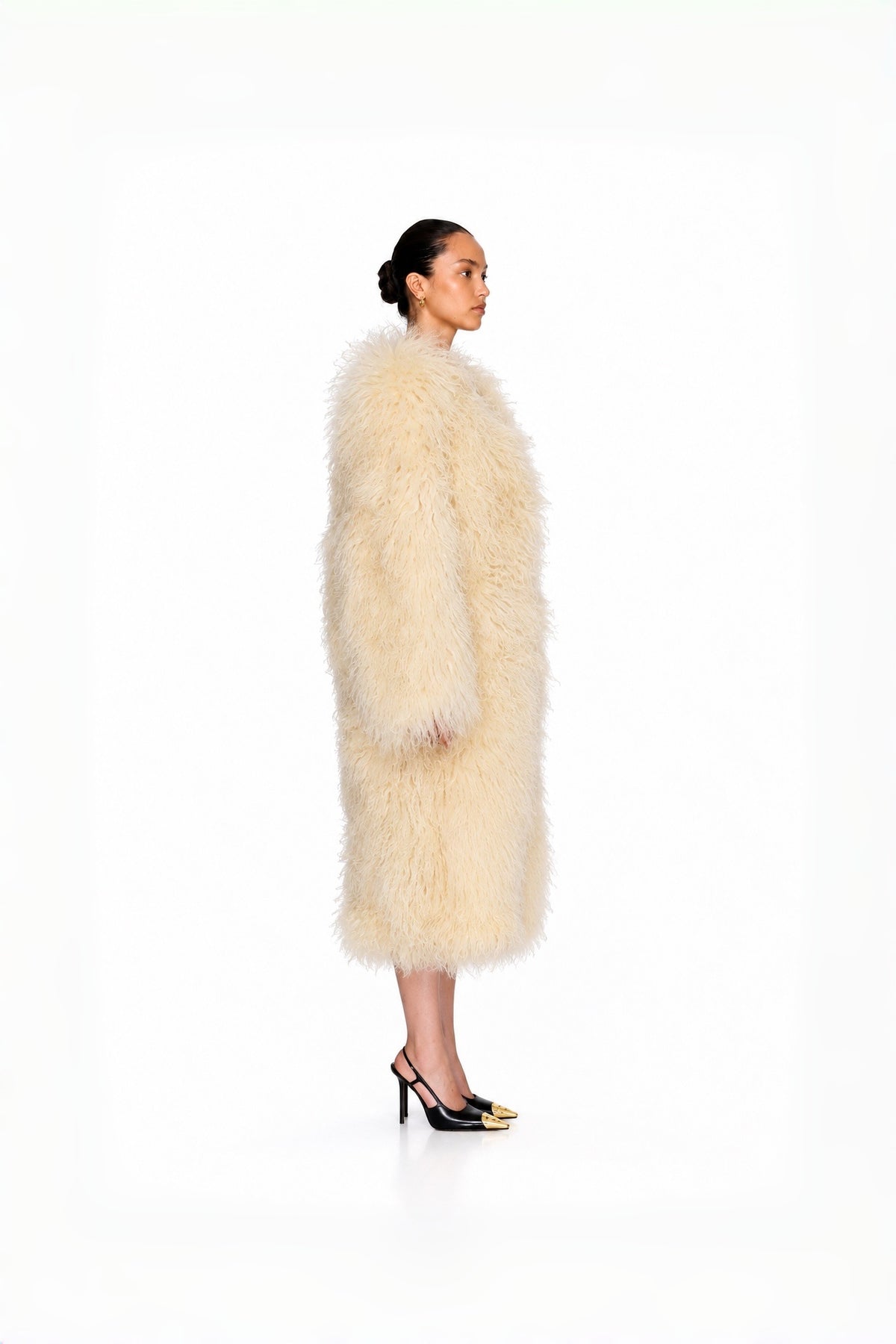 Ivory Maxi Shearling Coat