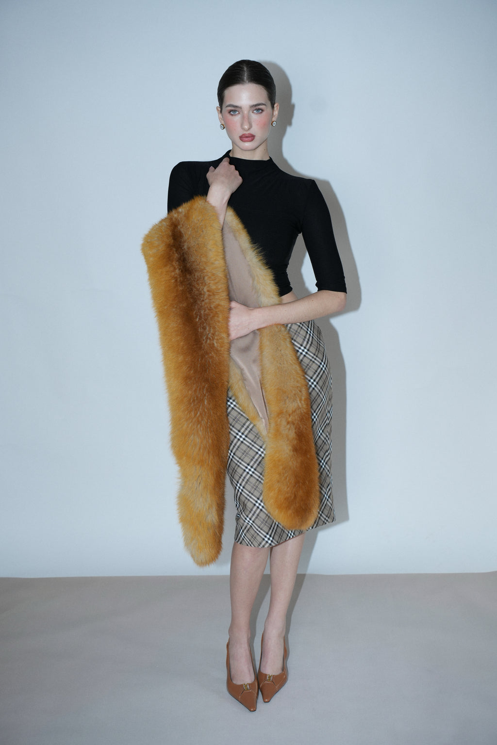 Golden Amber Fox Fur Scarf