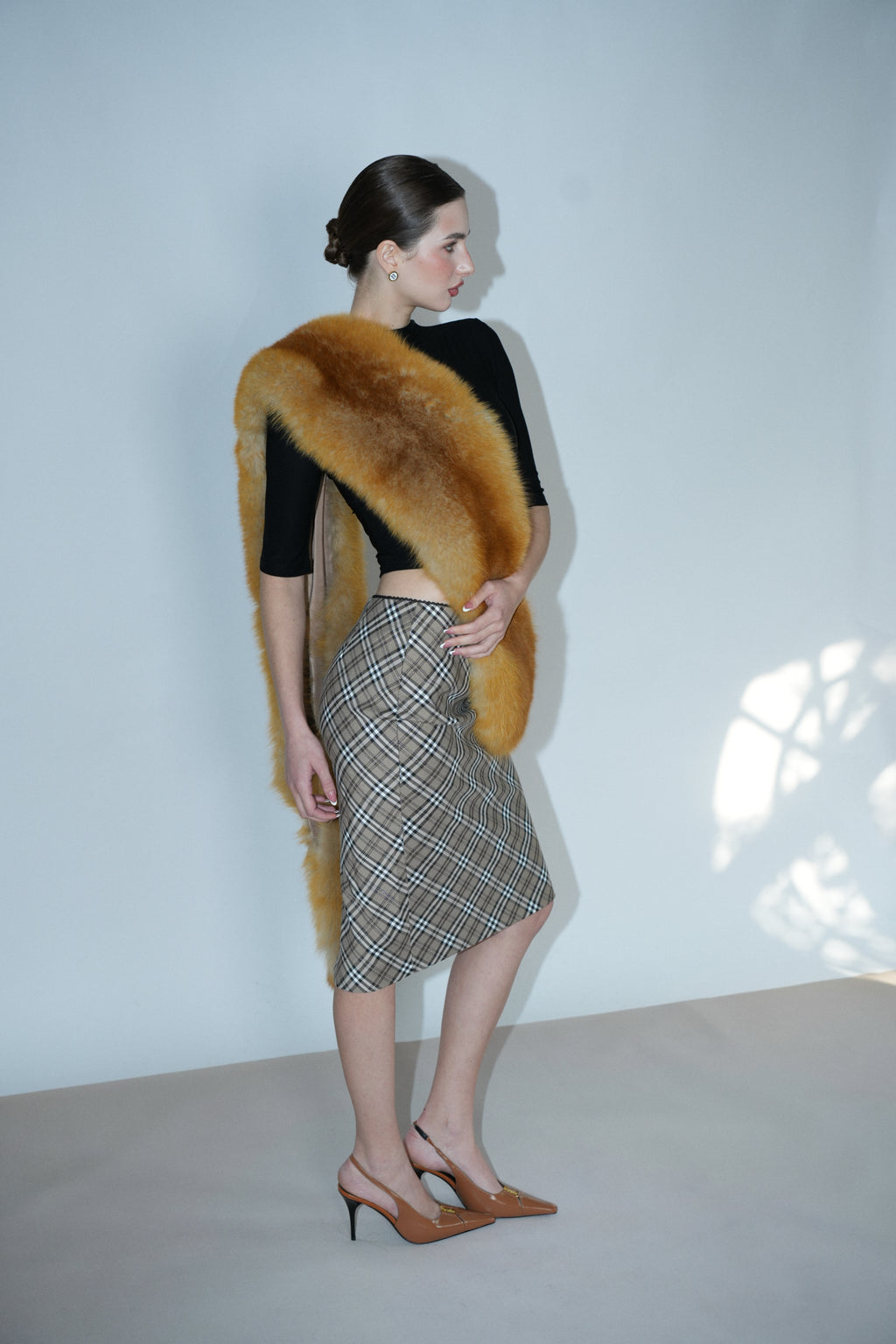 Golden Amber Fox Fur Scarf