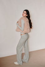 Blush Cropped Fox Vest