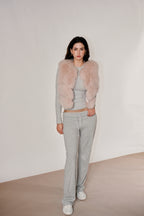 Blush Cropped Fox Vest