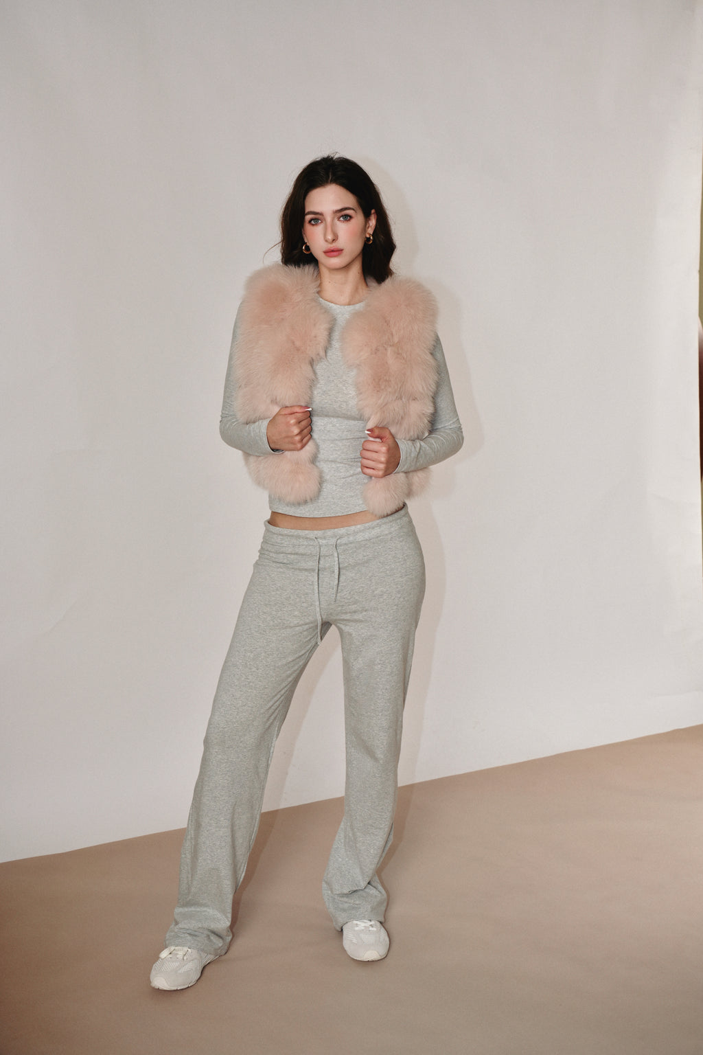 Blush Cropped Fox Vest