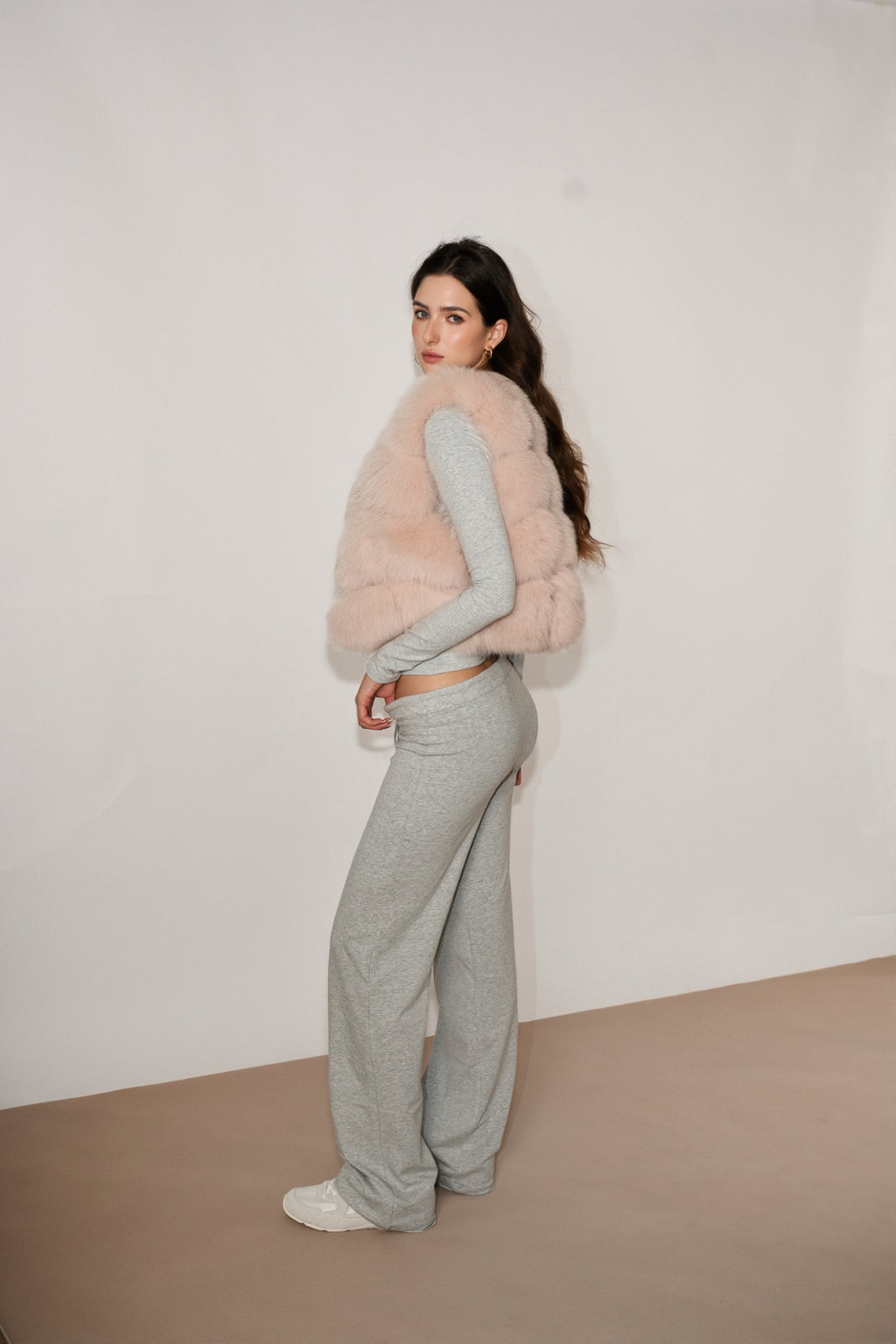 Blush Cropped Fox Vest