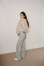 Blush Cropped Fox Vest